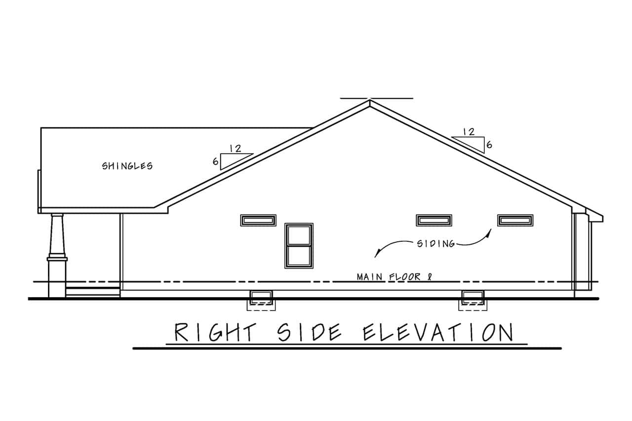 Home Plan Right Elevation of this 2-Bedroom,1504 Sq Ft Plan -120-2861