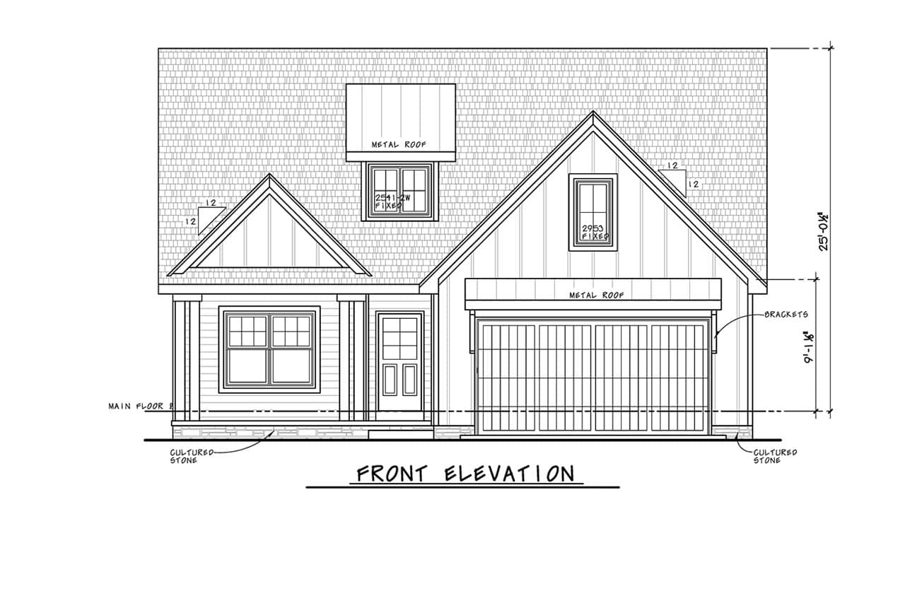 Home Plan Front Elevation of this 2-Bedroom,1518 Sq Ft Plan -120-2862