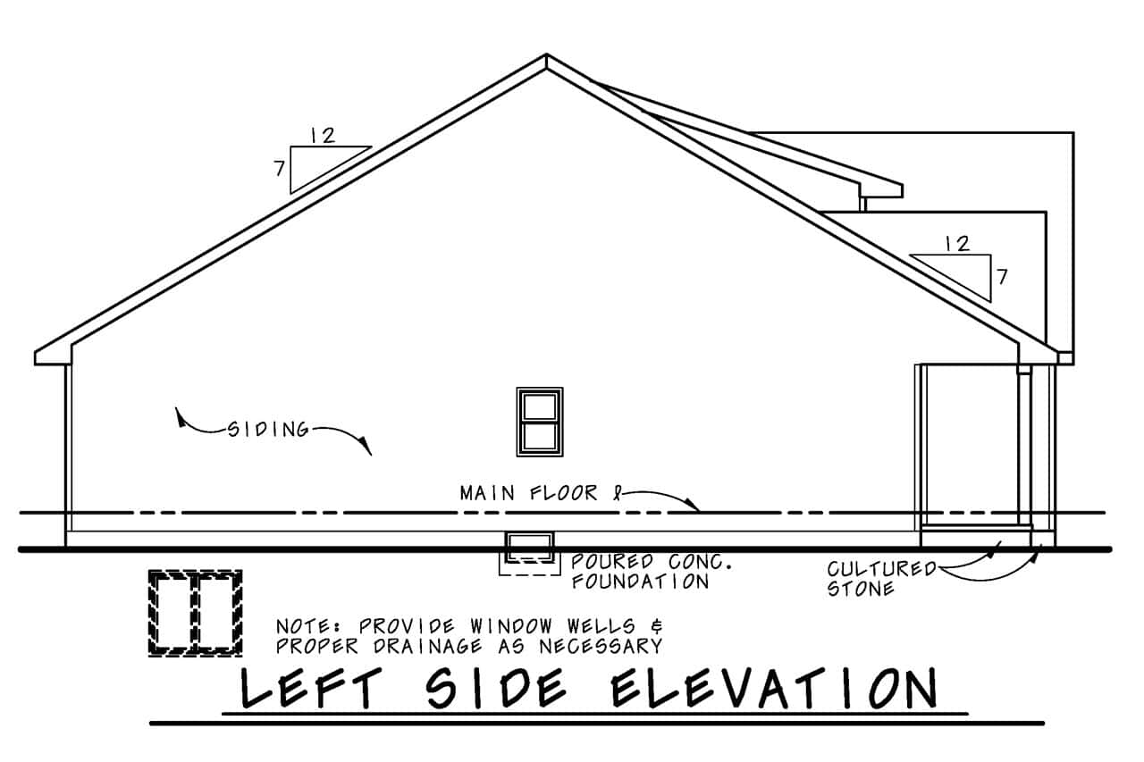 Home Plan Left Elevation of this 2-Bedroom,1518 Sq Ft Plan -120-2862