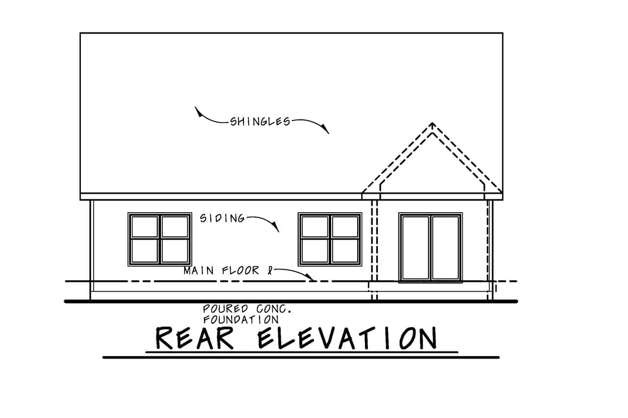 Home Plan Rear Elevation of this 2-Bedroom,1518 Sq Ft Plan -120-2862
