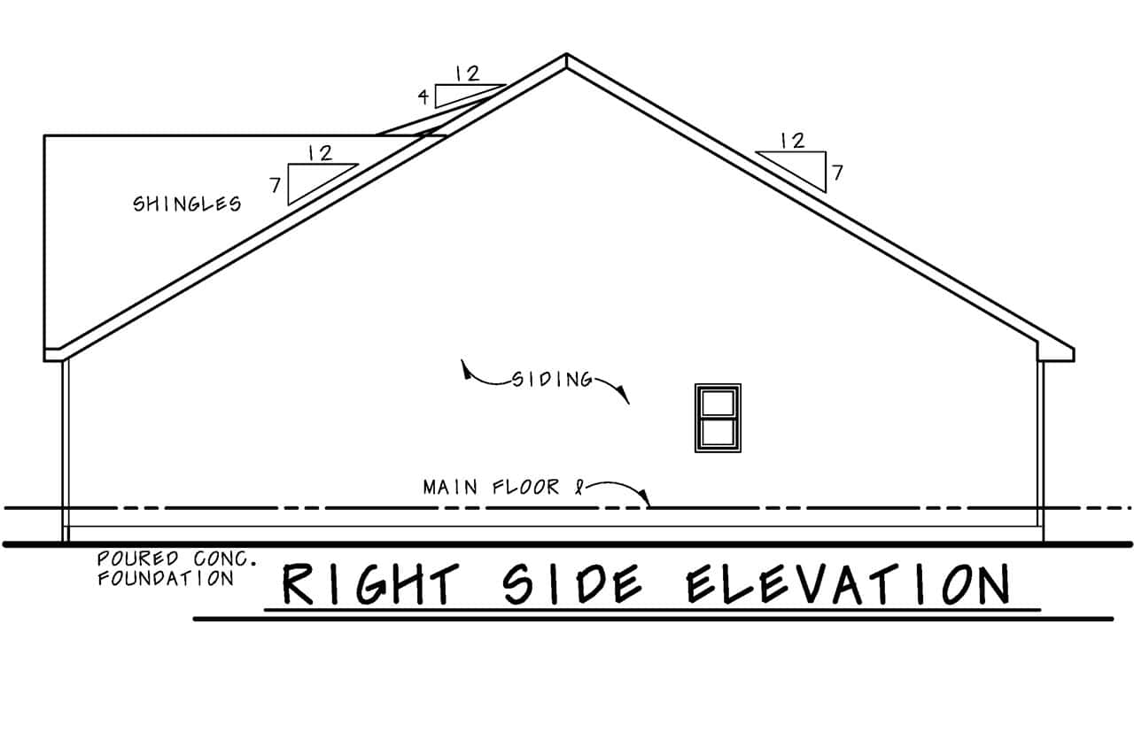 Home Plan Right Elevation of this 2-Bedroom,1518 Sq Ft Plan -120-2862