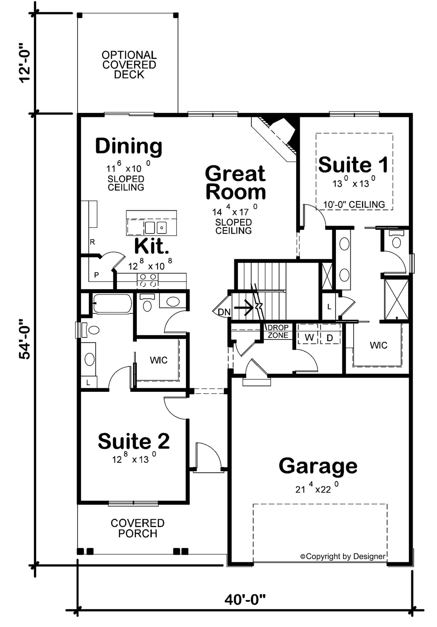 Main Level of Craftsman Plan #120-2862