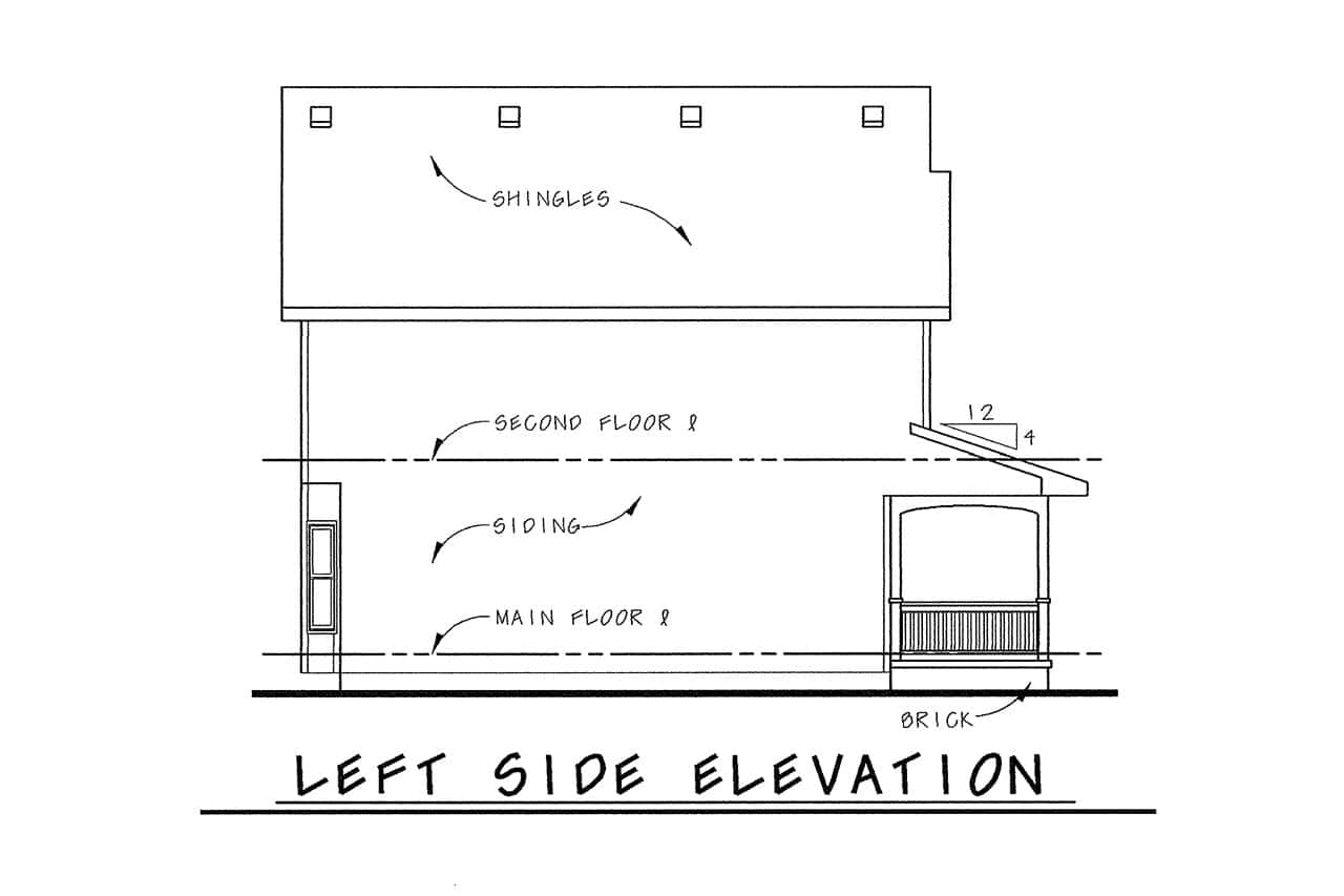 Home Plan Left Elevation of this 3-Bedroom,1471 Sq Ft Plan -120-2863
