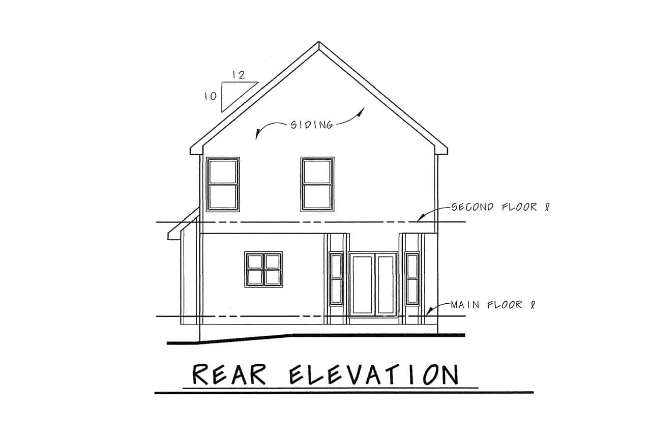 Home Plan Rear Elevation of this 3-Bedroom,1471 Sq Ft Plan -120-2863