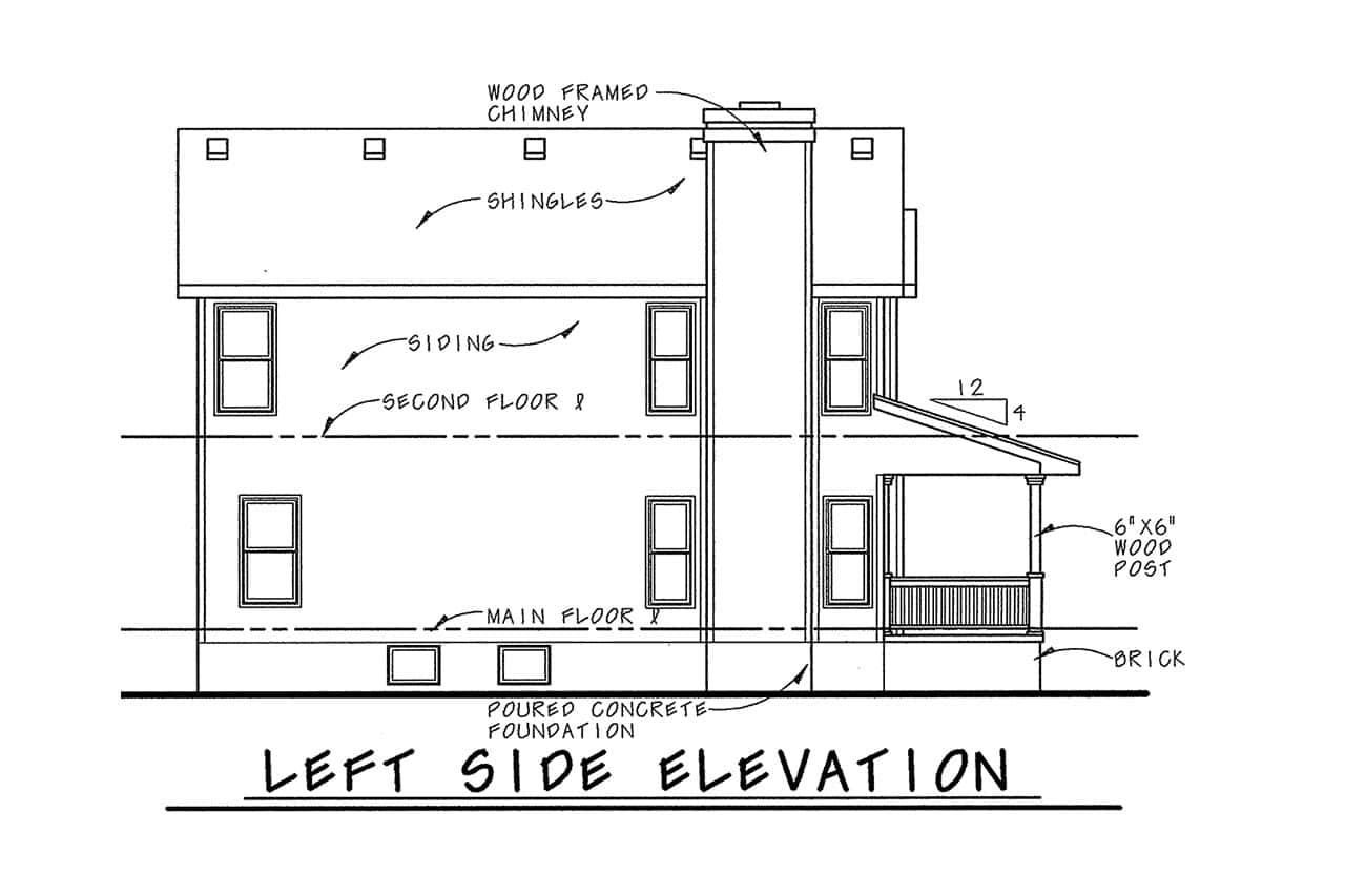 Home Plan Left Elevation of this 3-Bedroom,1297 Sq Ft Plan -120-2864