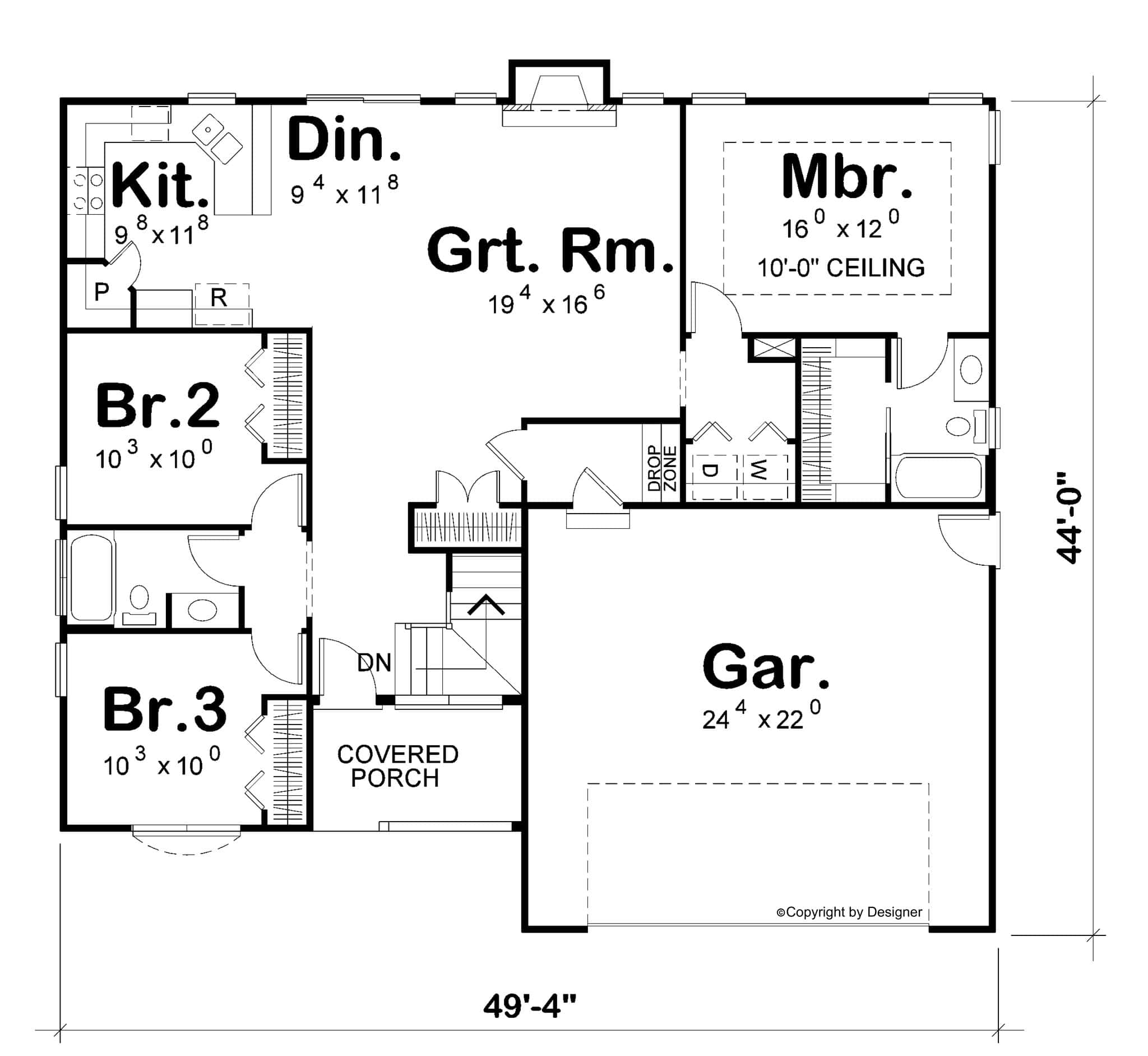 Main Level of Modern Farmhouse Plan #120-2865
