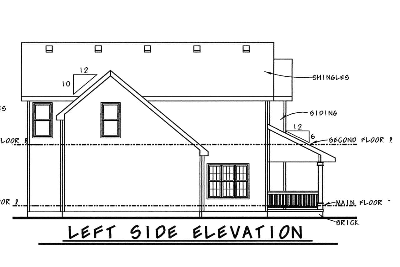 Home Plan Left Elevation of this 3-Bedroom,1490 Sq Ft Plan -120-2866