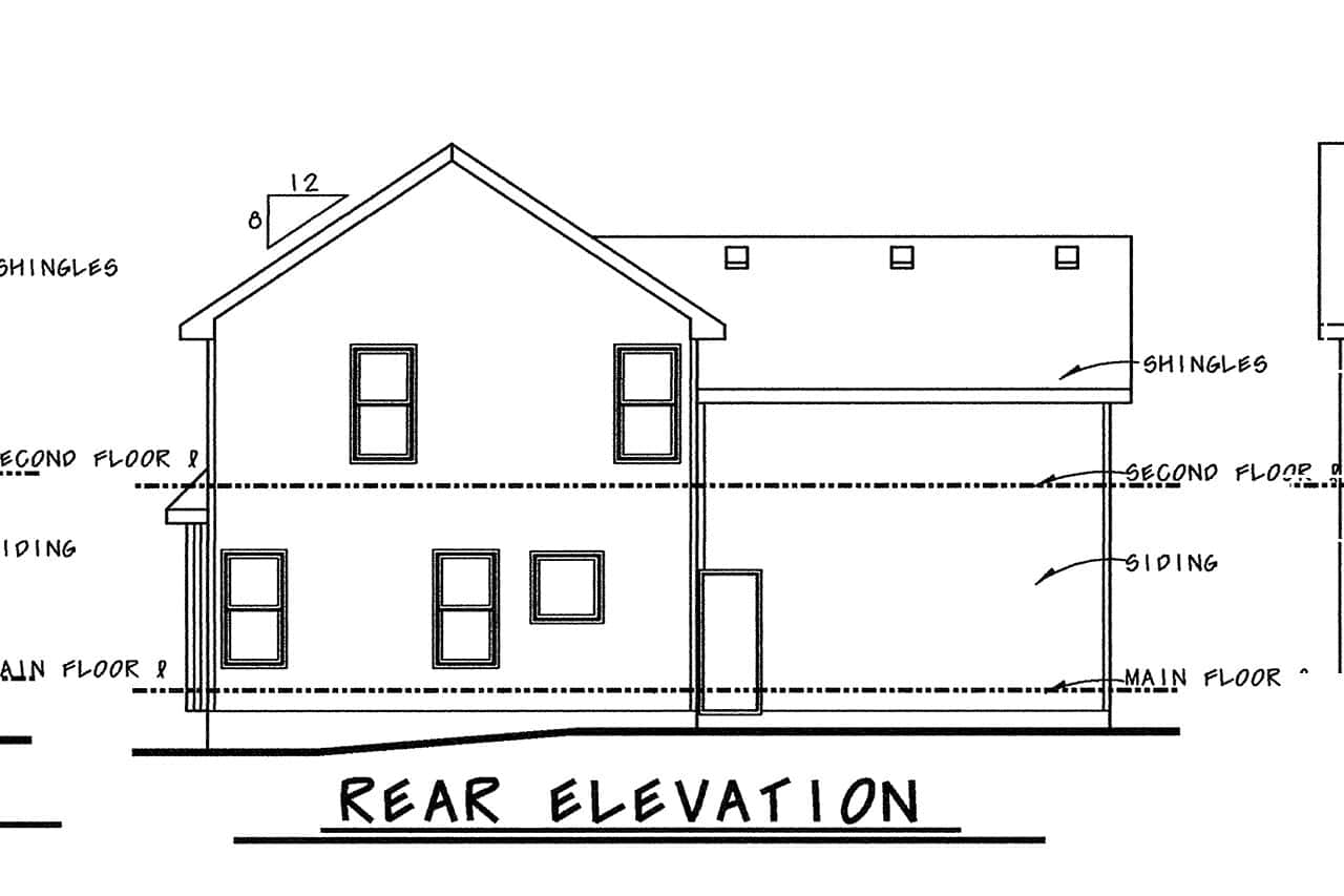 Home Plan Rear Elevation of this 3-Bedroom,1490 Sq Ft Plan -120-2866