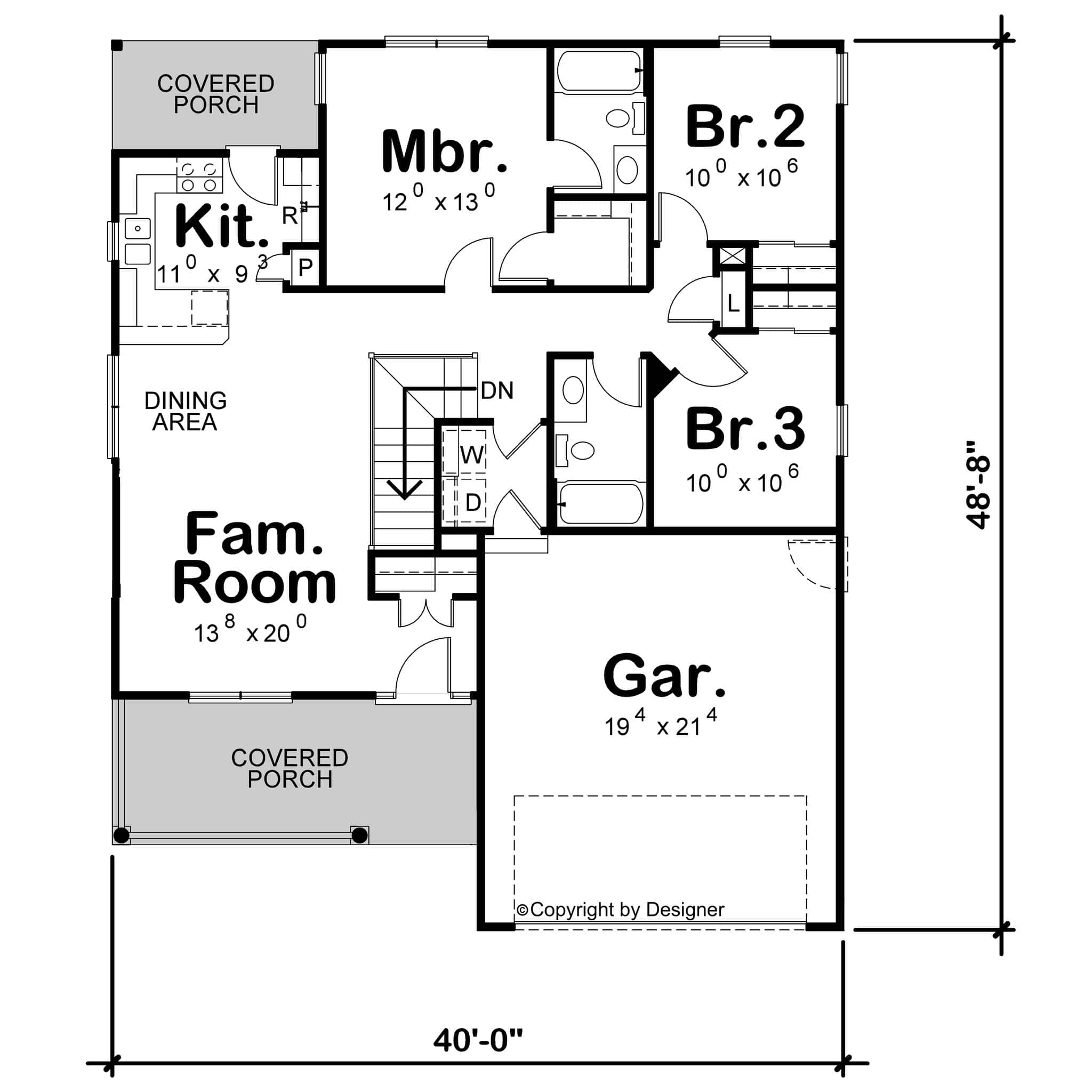 Main Level of Modern Farmhouse Plan #120-2867
