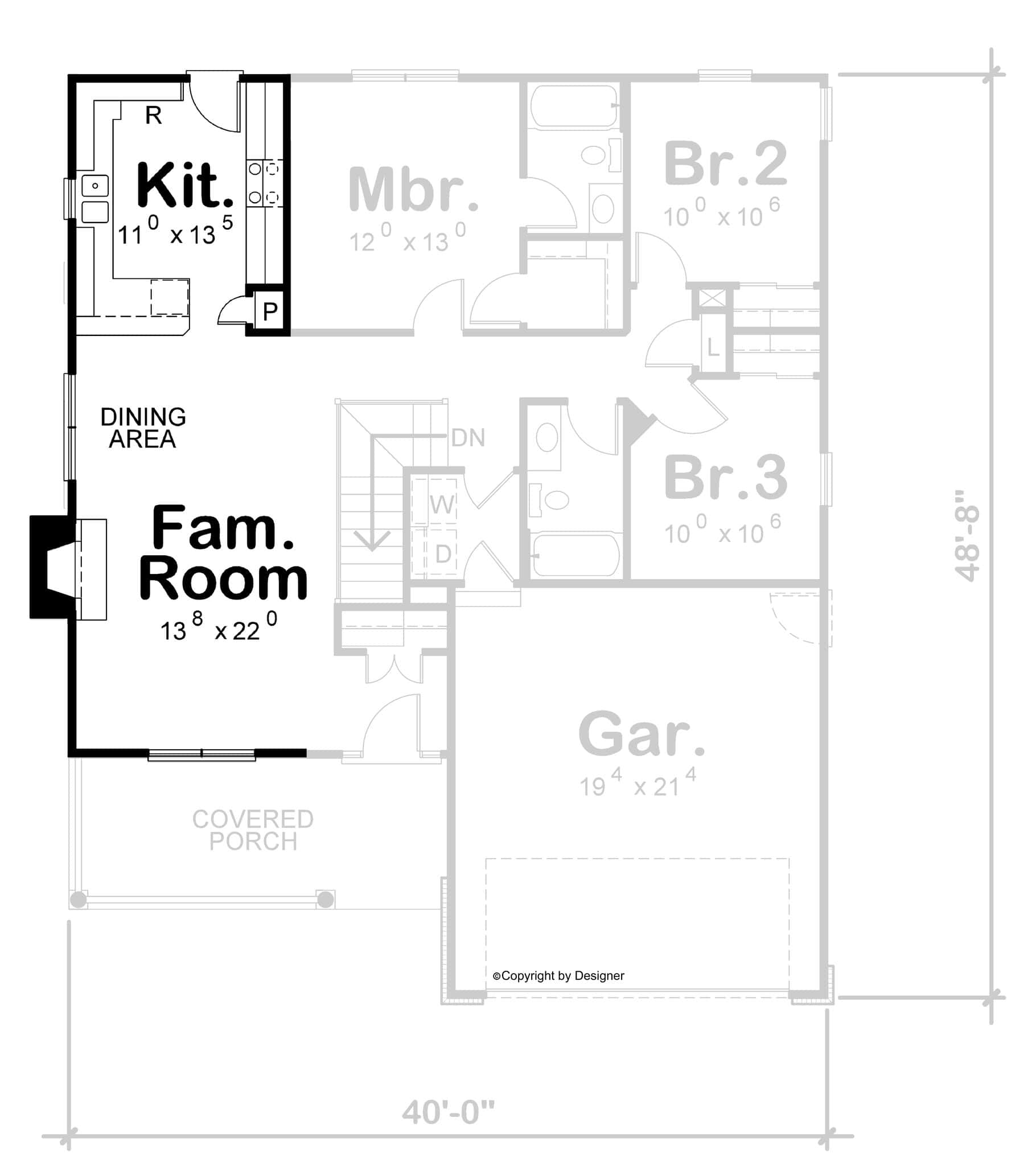 Main Level of Modern Farmhouse Plan #120-2867