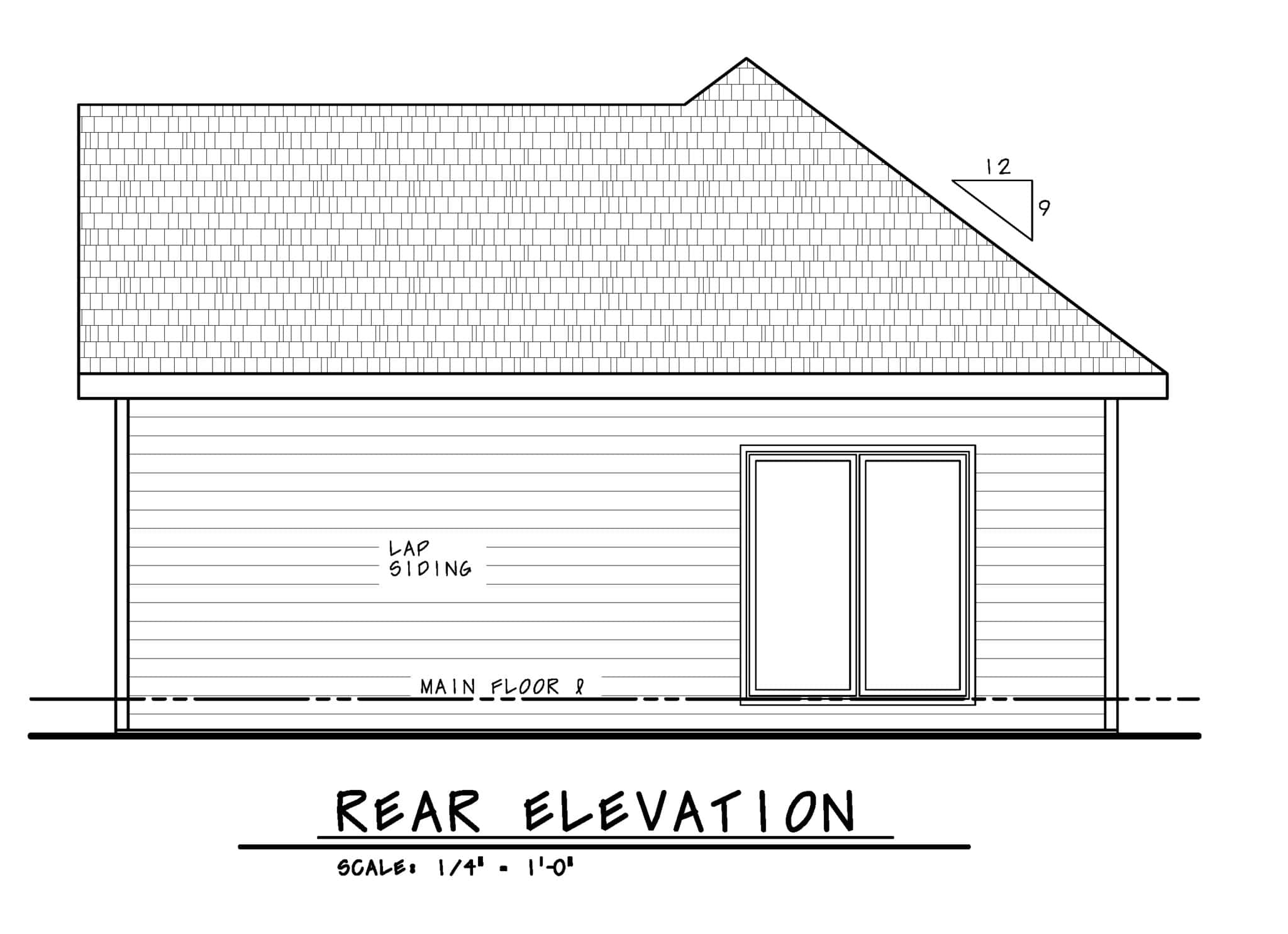 Home Plan Rear Elevation of this 1-Bedroom,738 Sq Ft Plan -120-2868