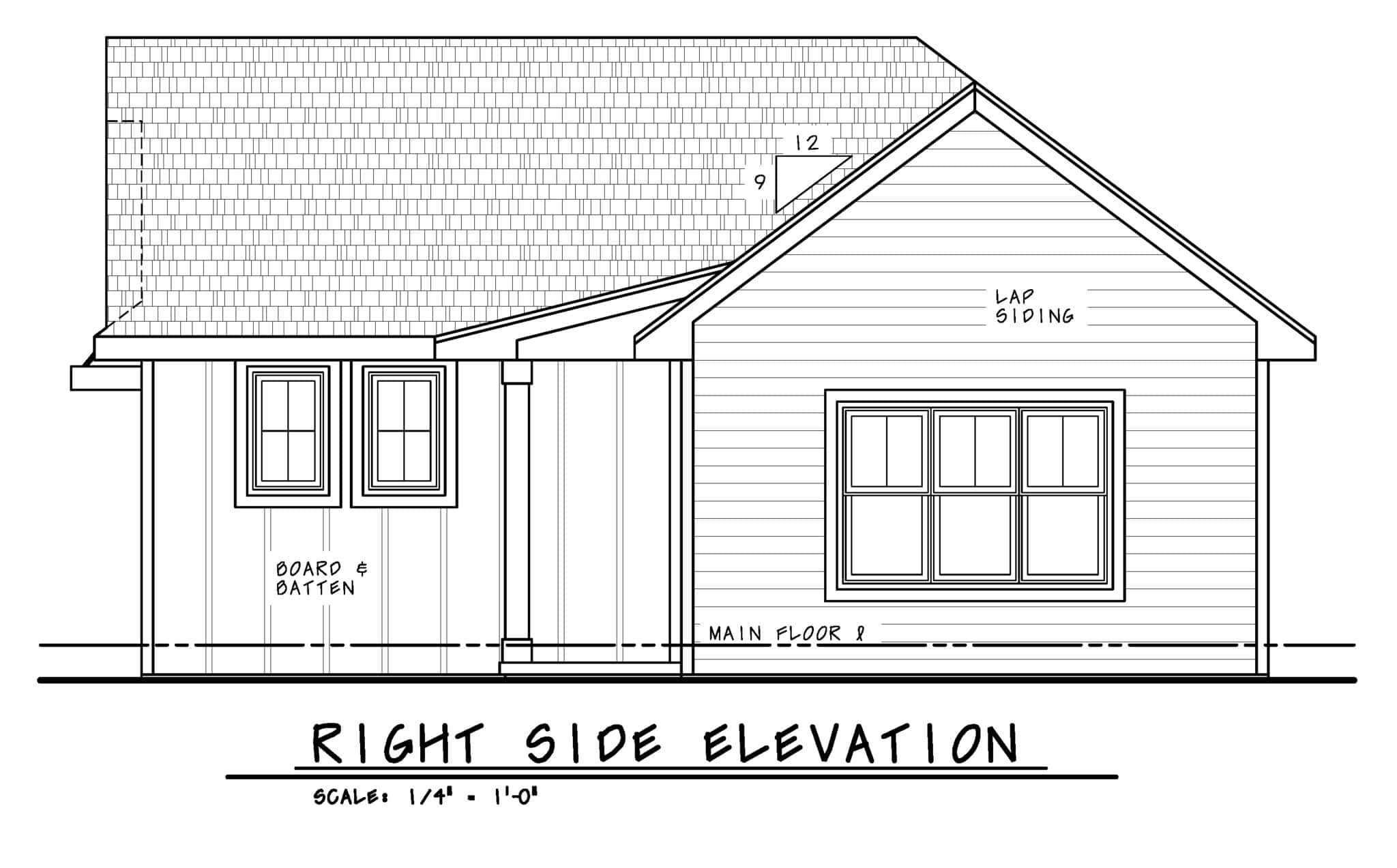 Home Plan Right Elevation of this 1-Bedroom,738 Sq Ft Plan -120-2868