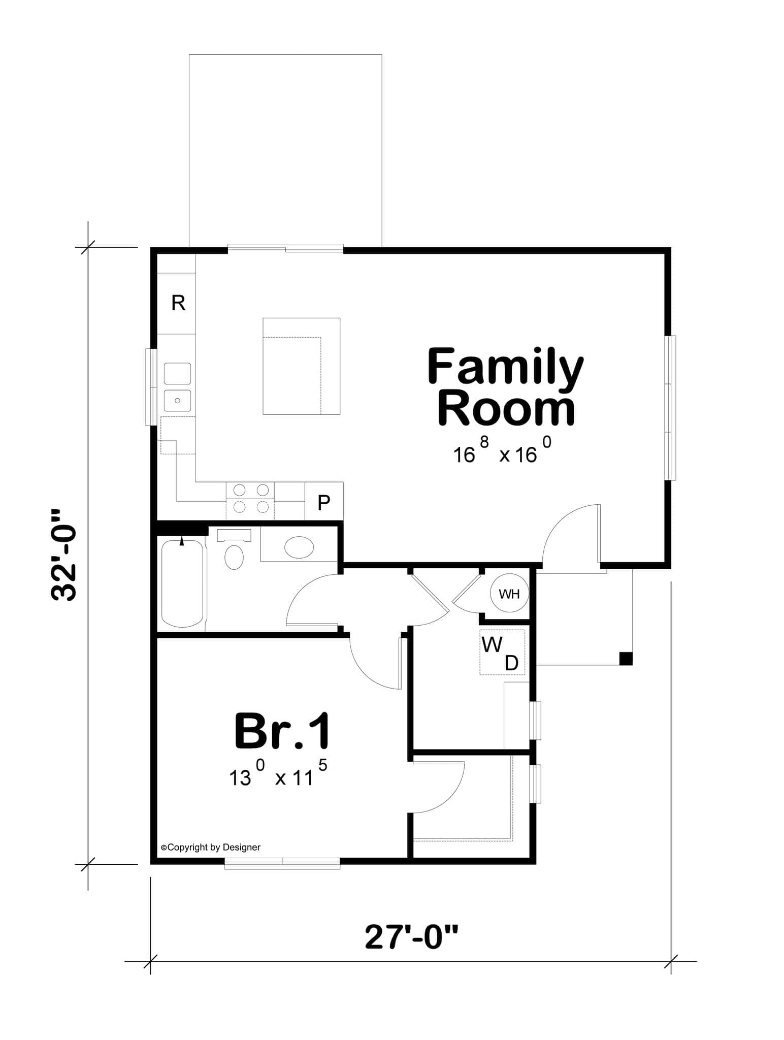Main Level of Cabin Plan #120-2868