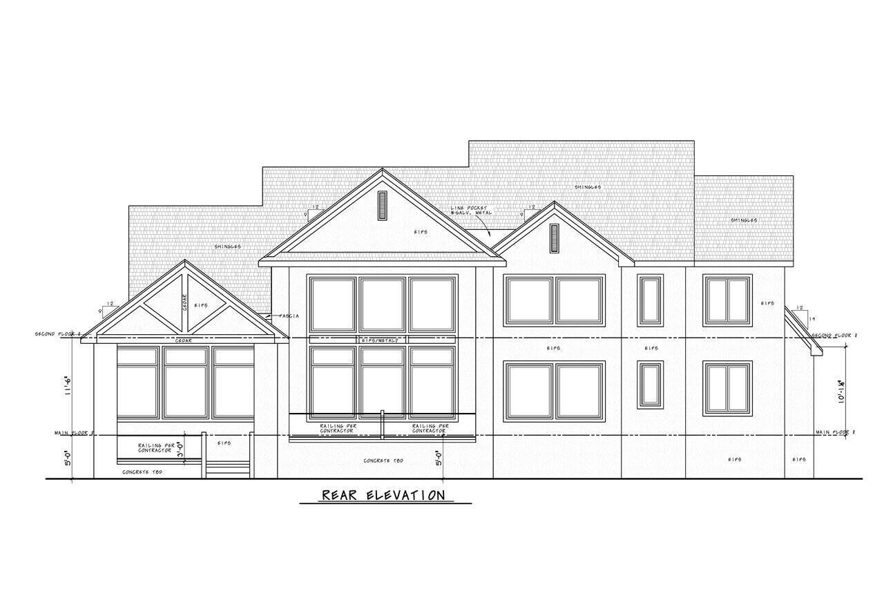 Home Plan Rear Elevation of this 4-Bedroom,3731 Sq Ft Plan -120-2870