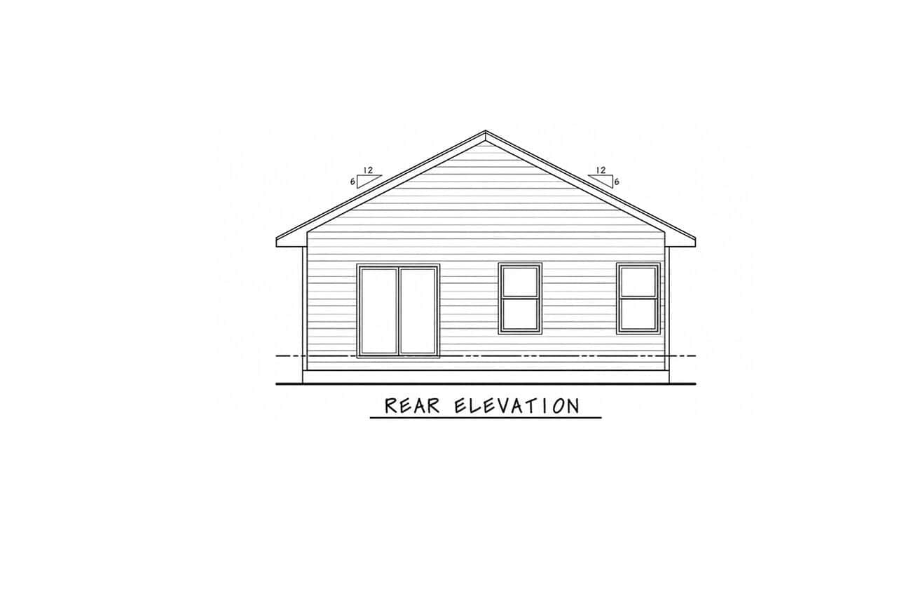 Home Plan Rear Elevation of this 3-Bedroom,1396 Sq Ft Plan -120-2871