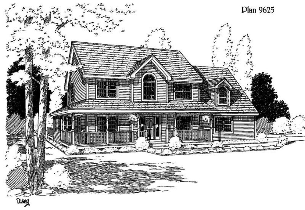 Farmhouse home (ThePlanCollection: Plan #121-1014)