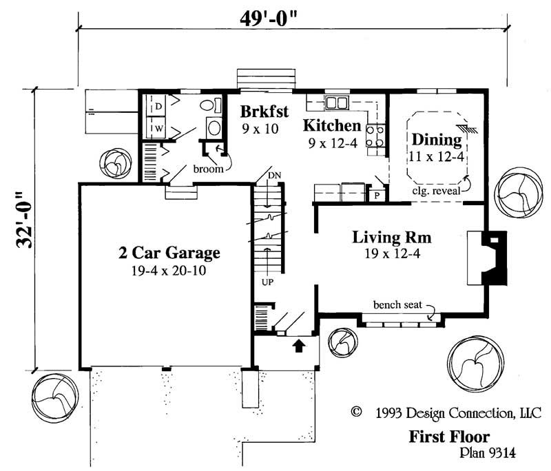 Floor Plan First Story of Country Plan #121-1017