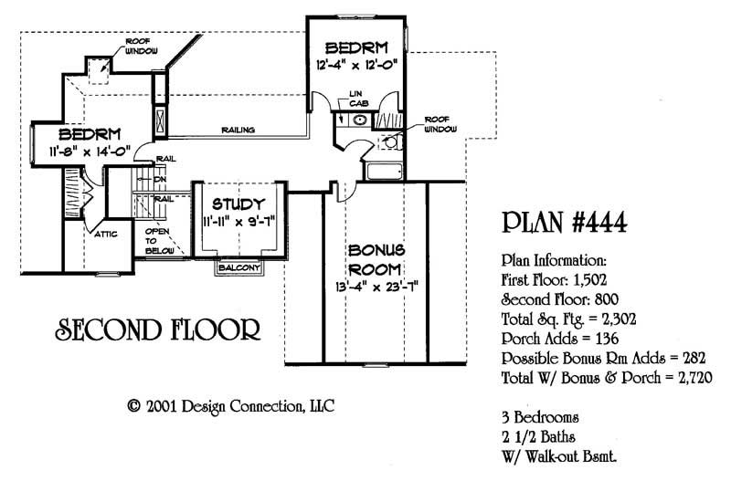 Floor Plan Second Story of Plan #121-1022