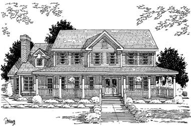 4-Bedroom, 2787 Sq Ft Country Home Plan - 121-1036 - Main Exterior