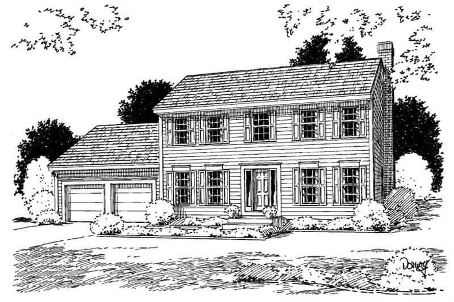Front elevation of Colonial home (ThePlanCollection: House Plan #121-1041)