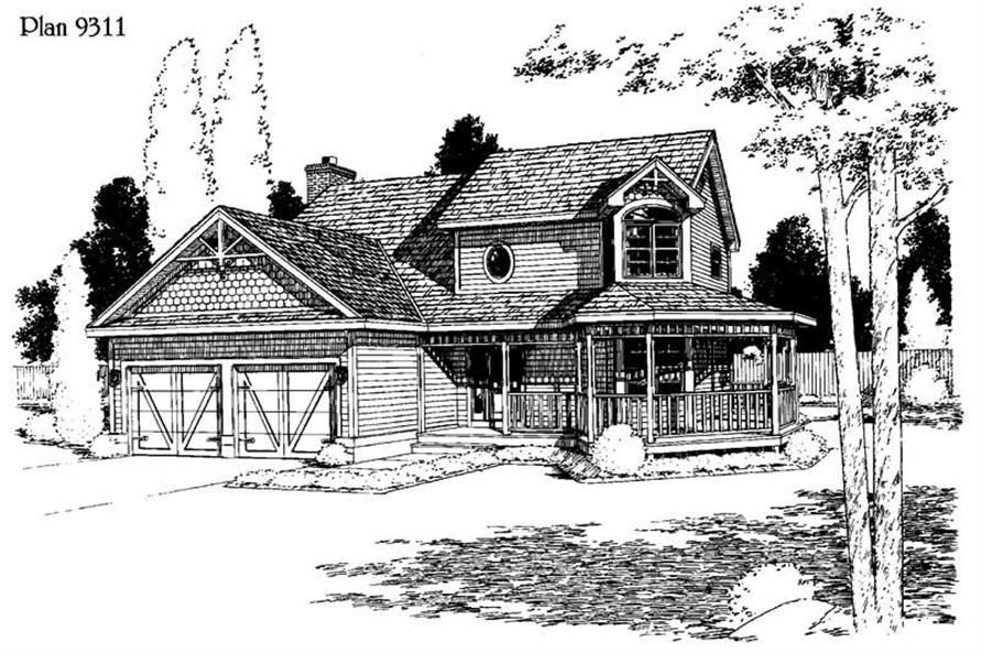 Farmhouse home (ThePlanCollection: Plan #121-1045)