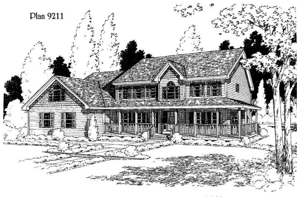 Farmhouse home (ThePlanCollection: Plan #121-1055)