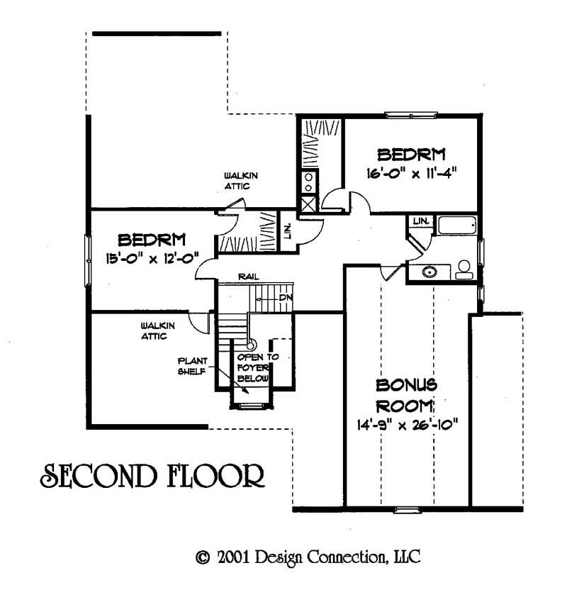 Floor Plan Second Story of Plan #121-1058