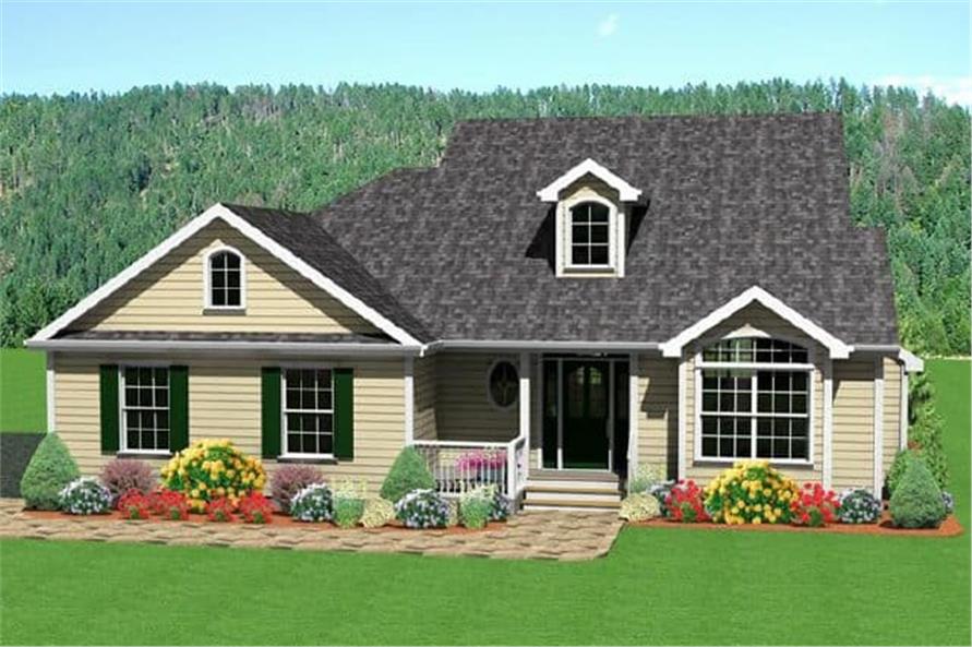 Front elevation of Country home (ThePlanCollection: House Plan #121-1061)