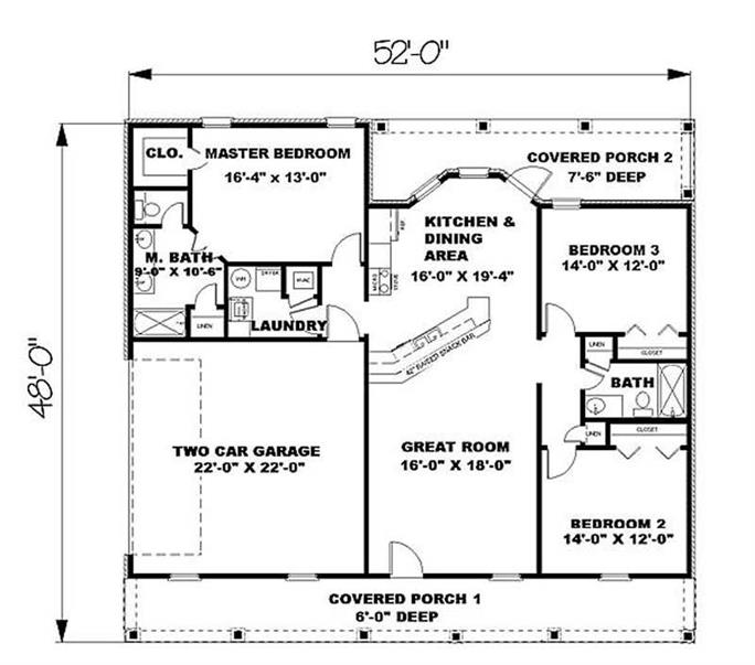 Small House Plan Under 1500 Sq Ft