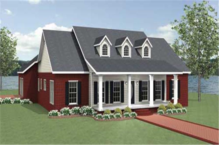 Front elevation of Lake home (ThePlanCollection: House Plan #123-1005)