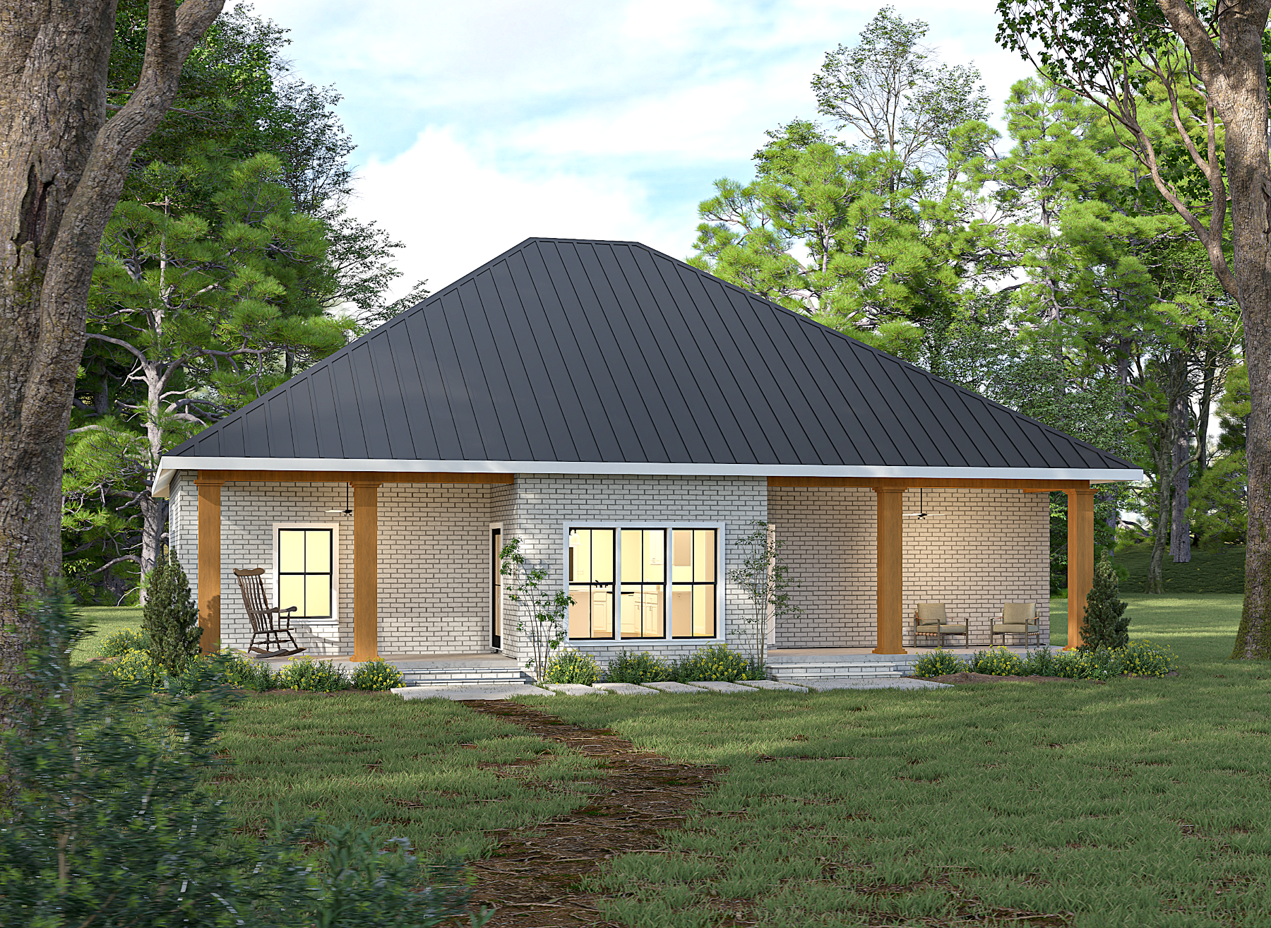 Home Plan Rear Elevation of this 3-Bedroom,1640 Sq Ft Plan -123-1006