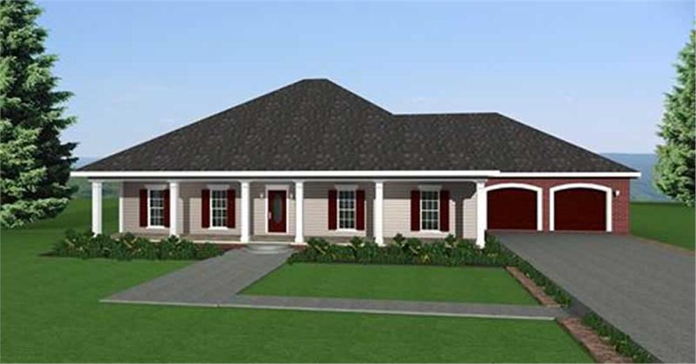 Front elevation of European home (ThePlanCollection: House Plan #123-1010)