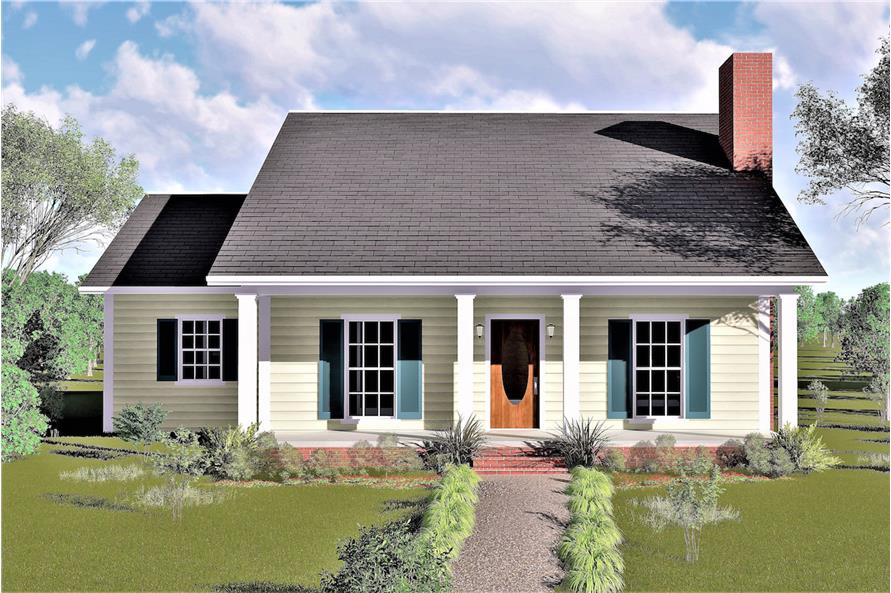 3-Bedroom, 1377 Sq Ft Country Home Plan - 123-1019 - Main Exterior