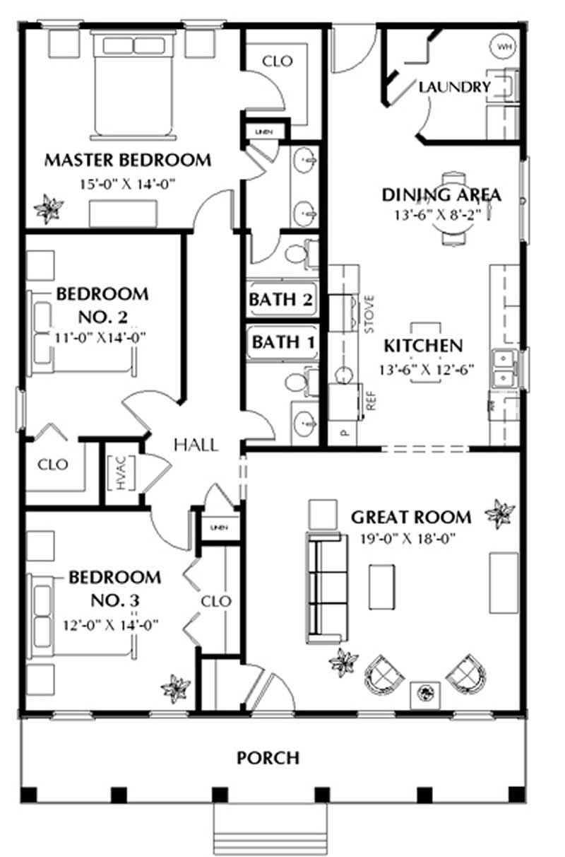 3 Bedrm 1587 Sq Ft Southern House Plan 123 1020