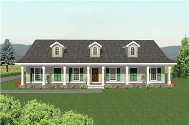 3-Bedroom, 2189 Sq Ft Country Home Plan - 123-1028 - Main Exterior