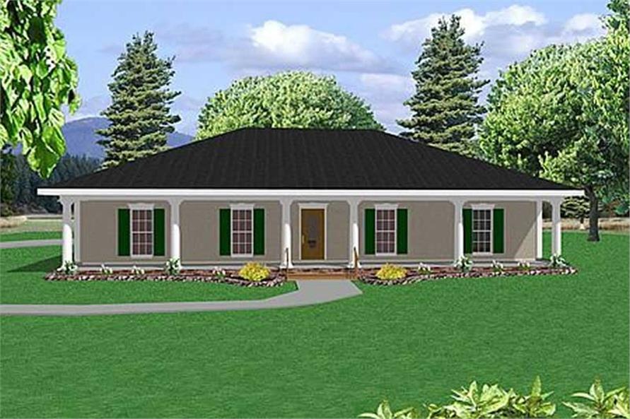 4-Bedroom, 1856 Sq Ft Country House Plan - 123-1047 - Front Exterior