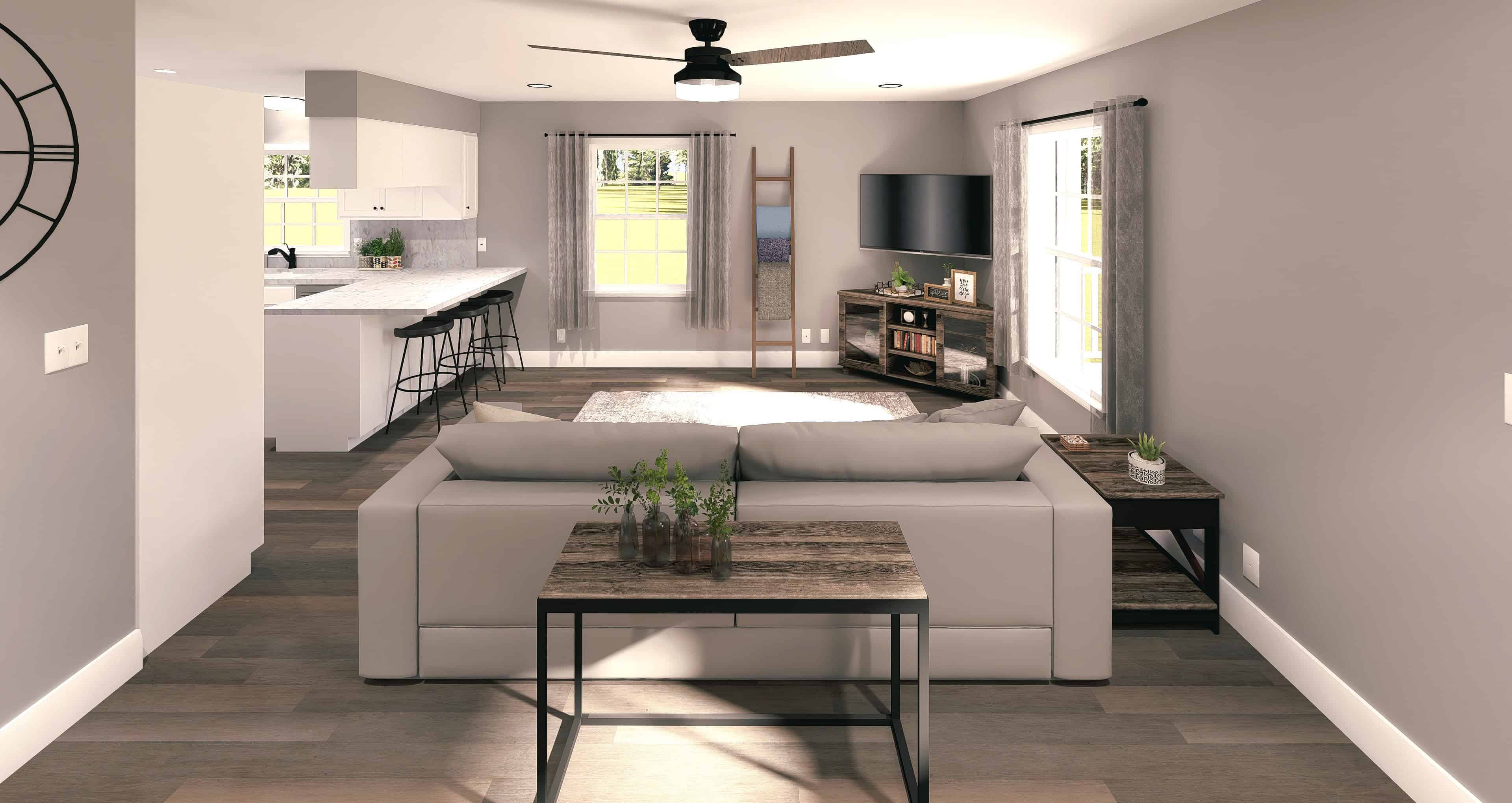 Great Room of this 2-Bedroom,864 Sq Ft Plan -123-1050