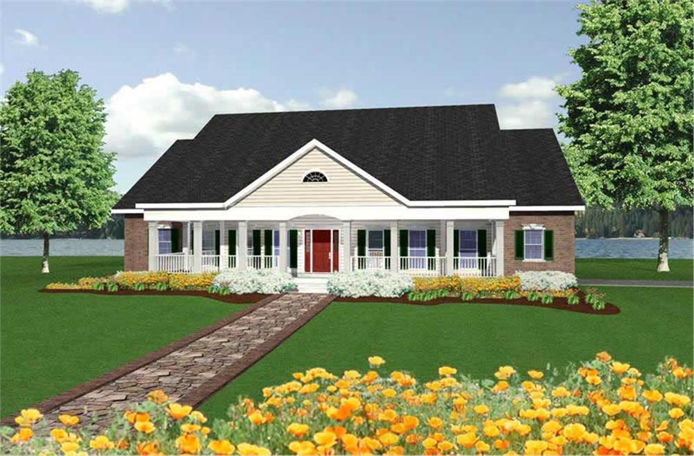 Front elevation of Country home (ThePlanCollection: House Plan #123-1061)