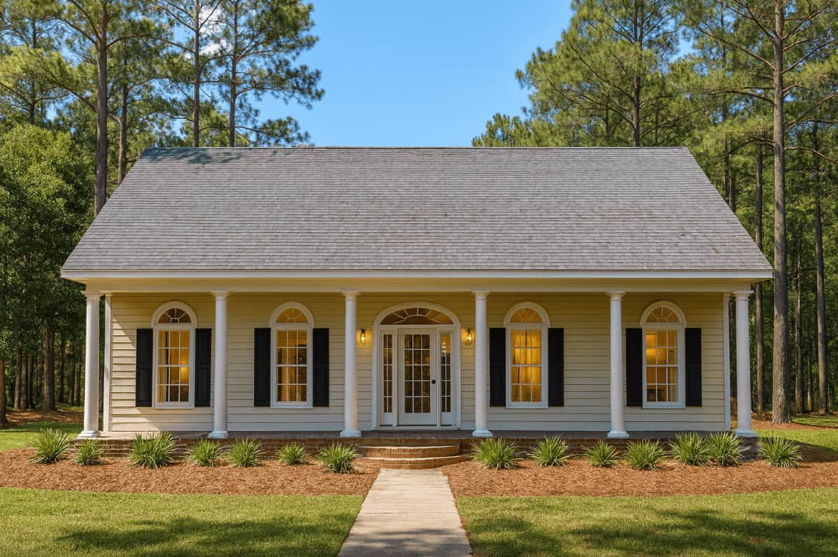 Front elevation of Southern Ranch home (ThePlanCollection: House Plan #123-1092)