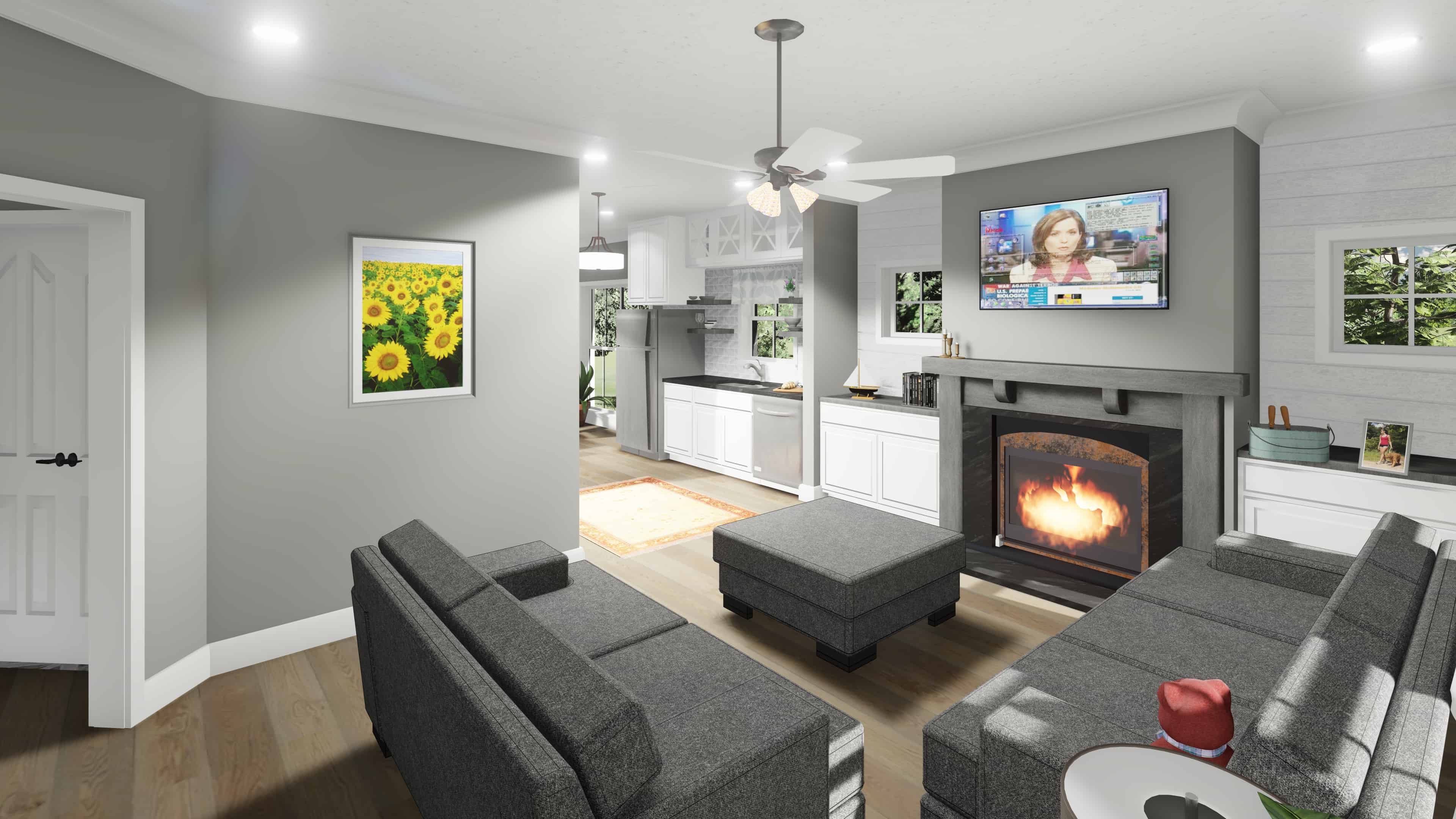 Great Room of this 2-Bedroom, 890 Sq Ft Plan - 123-1108