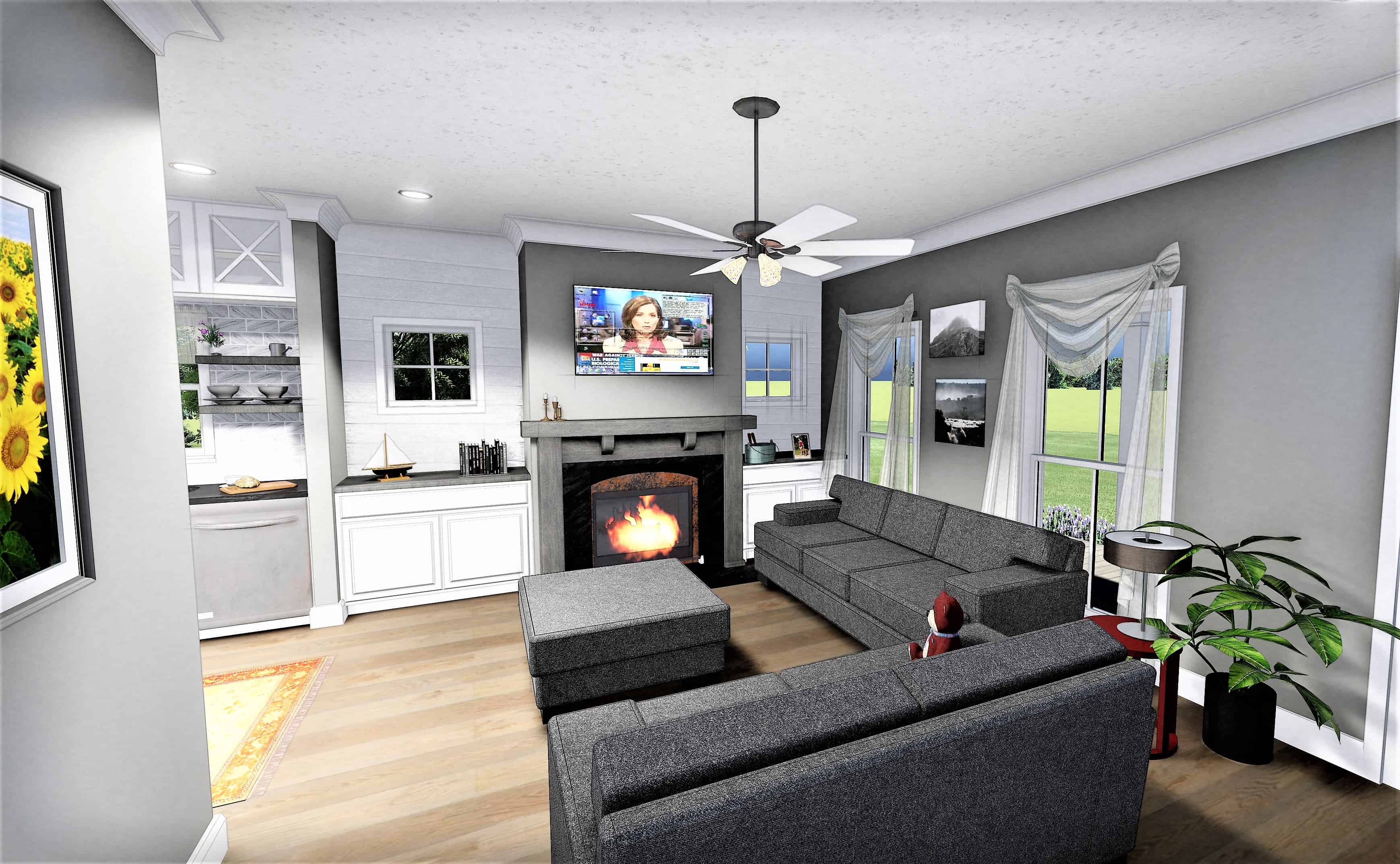 Great Room of this 2-Bedroom, 890 Sq Ft Plan - 123-1108