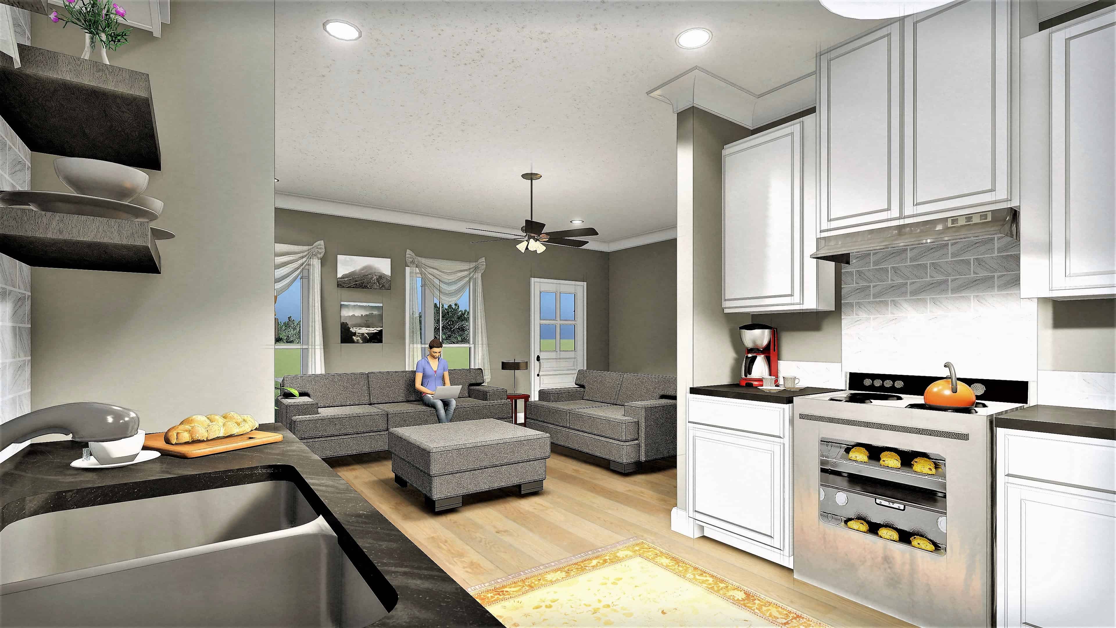 Kitchen of this 2-Bedroom, 890 Sq Ft Plan - 123-1108