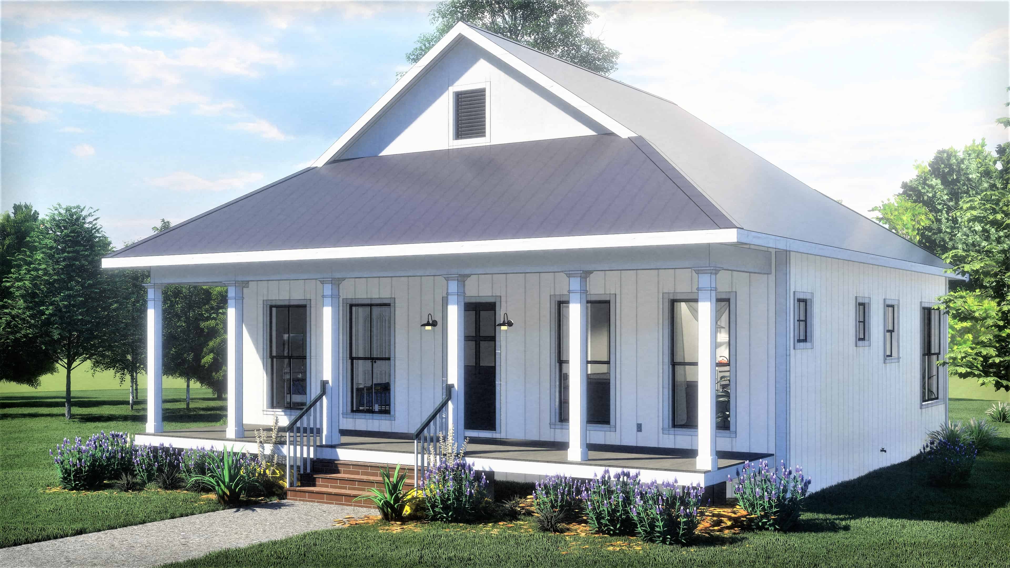 Right Side View of this 2-Bedroom, 890 Sq Ft Plan - 123-1108