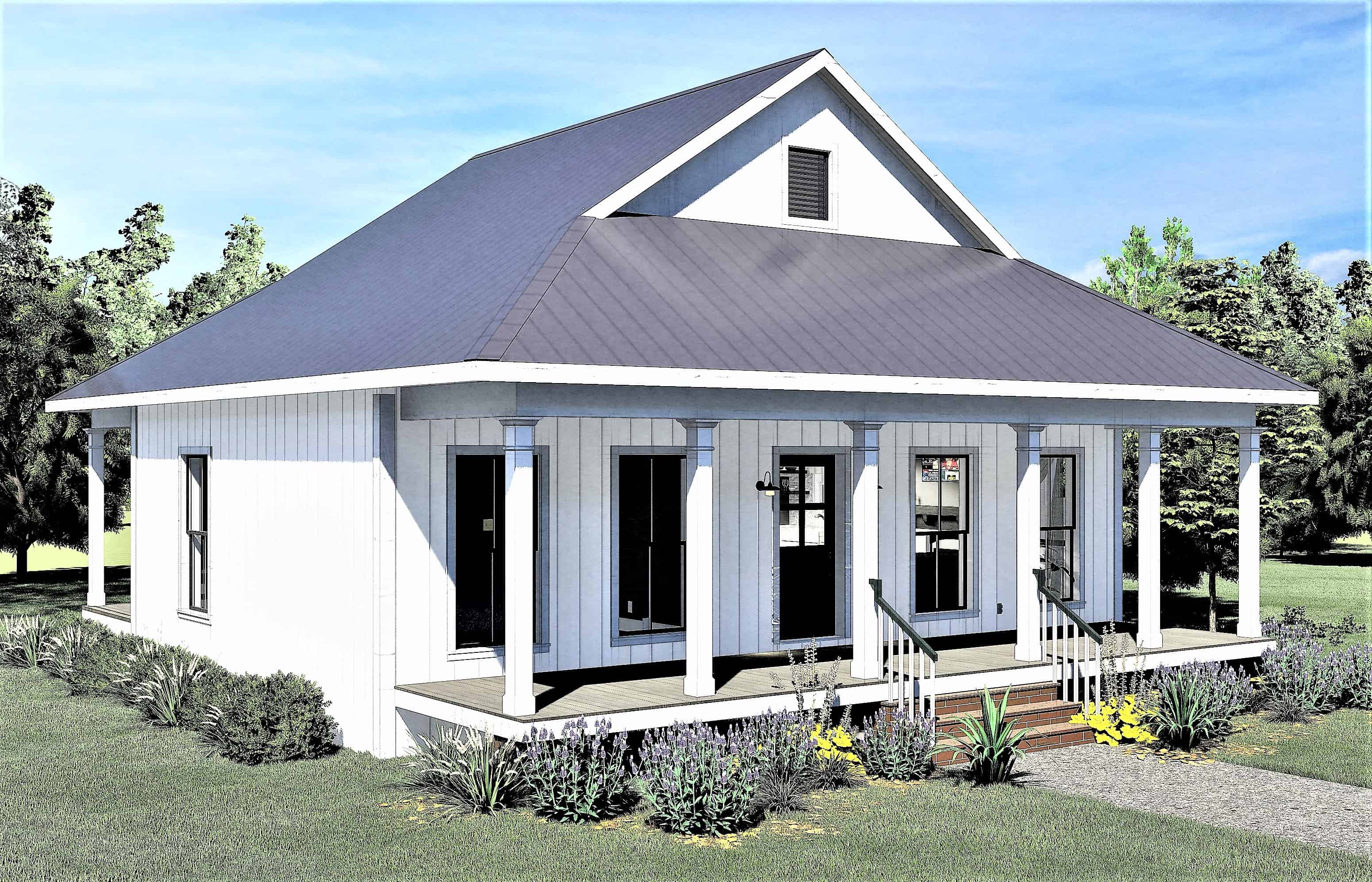 Left Side View of this 2-Bedroom, 890 Sq Ft Plan - 123-1108