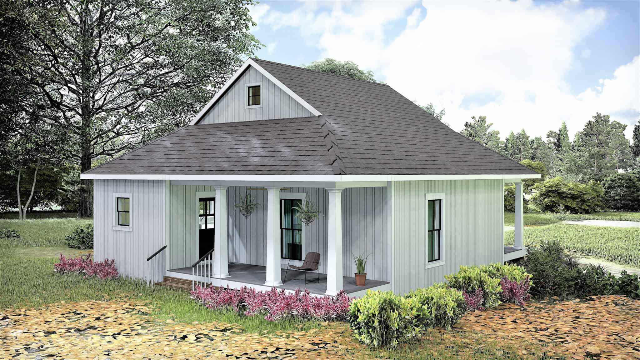 Rear View of this 2-Bedroom,890 Sq Ft Plan -123-1109