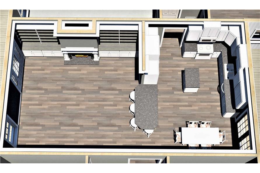 3D Floor Plan of this 3-Bedroom, 1611 Sq Ft Plan - 123-1112