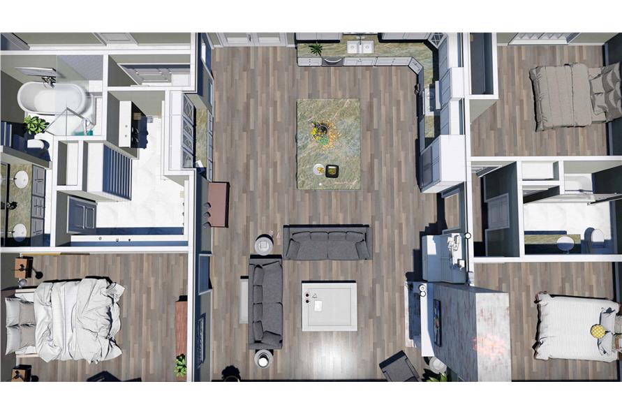 3D Floor Plan of this 3-Bedroom, 2090 Sq Ft Plan - 123-1114