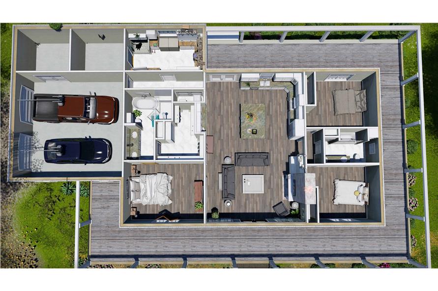 3D Floor Plan of this 3-Bedroom, 2090 Sq Ft Plan - 123-1114