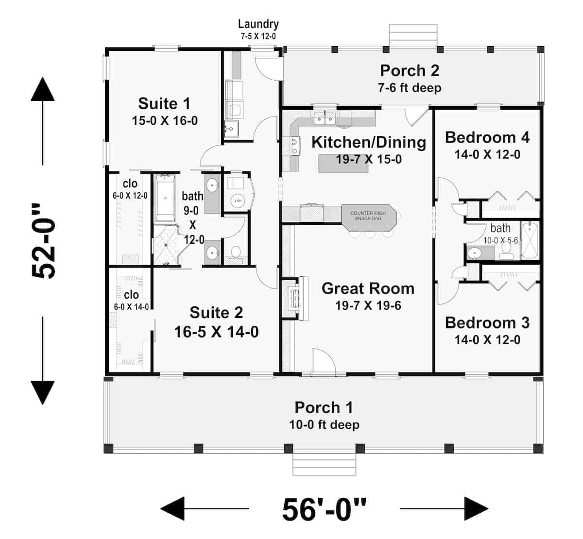 Main Level of Ranch Plan #123-1121