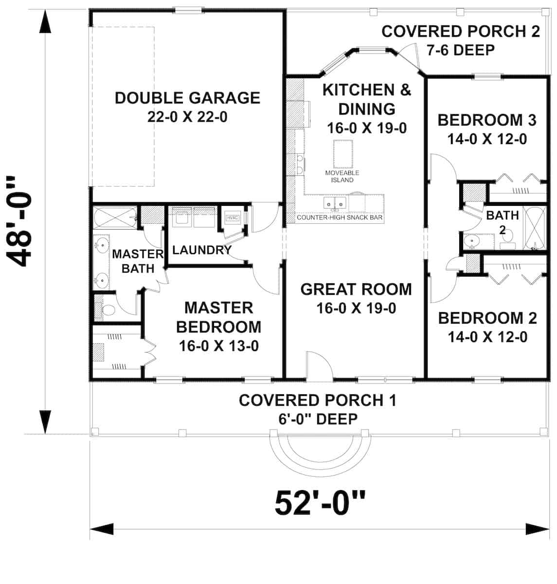 Main Level of Ranch Plan #123-1122